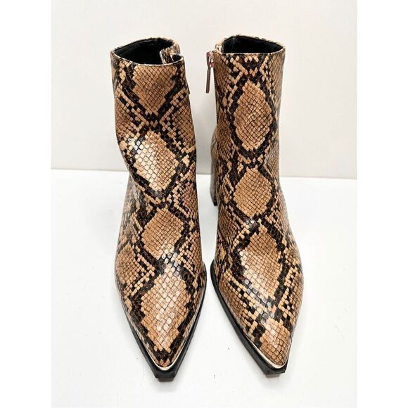 Kenneth Cole Boots Womens Size 6.5 Snake Print Pointed Toe Block Heel Zip Bootie - Picture 5 of 10